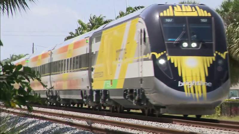 First Brightline train arrives in Central Florida