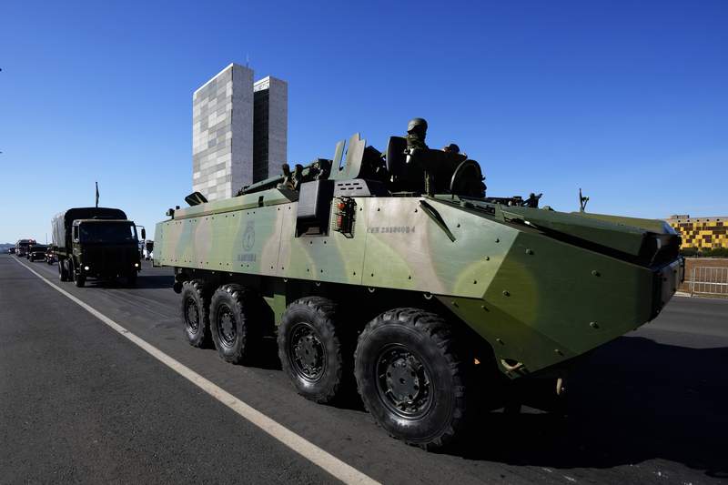 Military display rolls into Brazil capital before tense vote