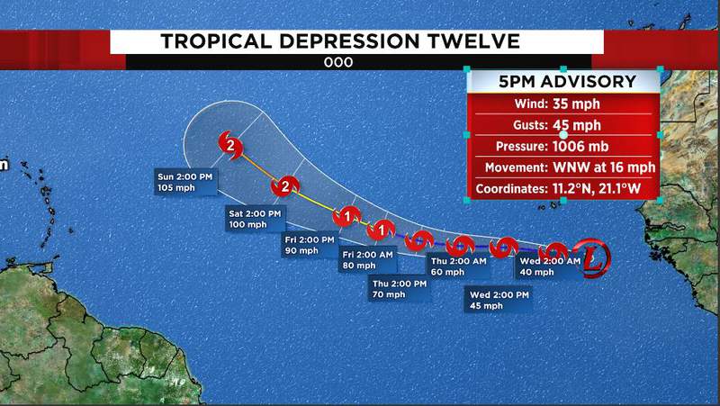 Tropical Depression 12 develops near African coast
