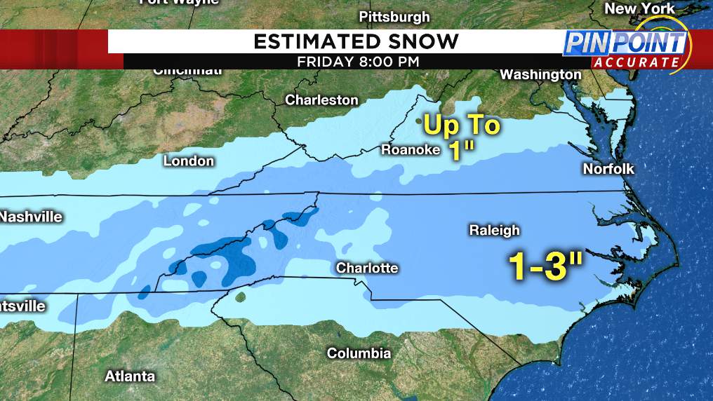Southern snow: Several inches of snow possible for parts of Carolinas, Virginia