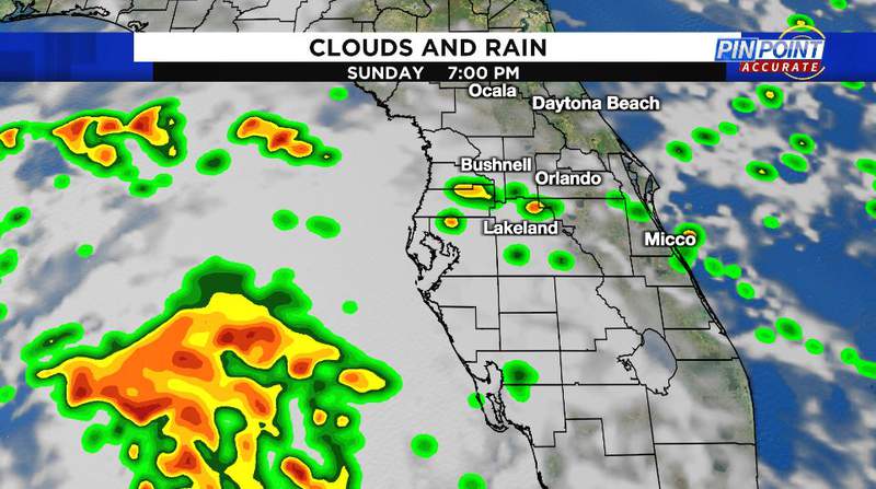 Mainly cloudy, drier across Central Florida as Fred spins in the Gulf of Mexico