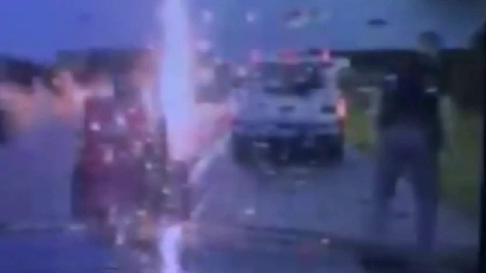 Caught on camera: Trooper nearly struck by lightning