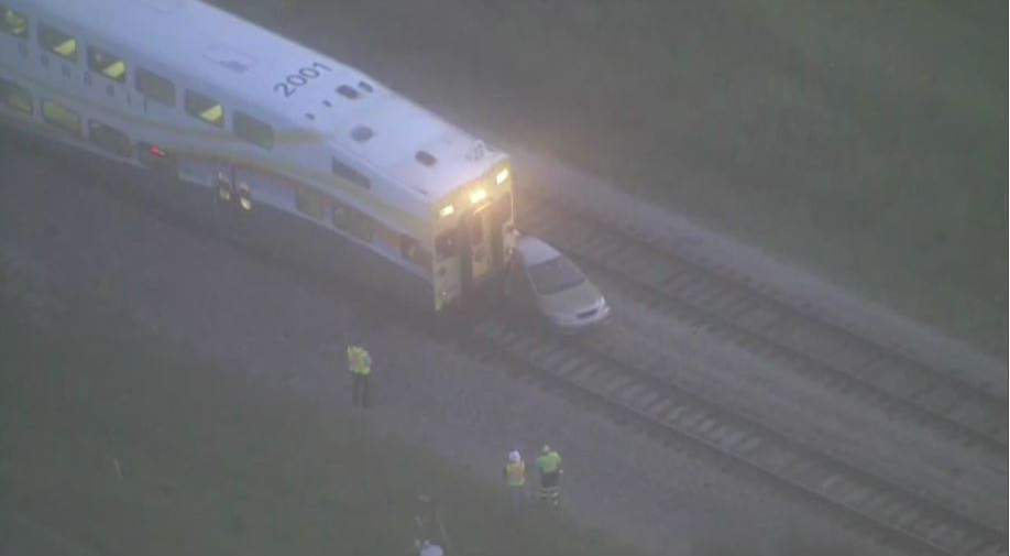 SunRail train strikes car after driver mistakenly turns onto tracks in Orange County