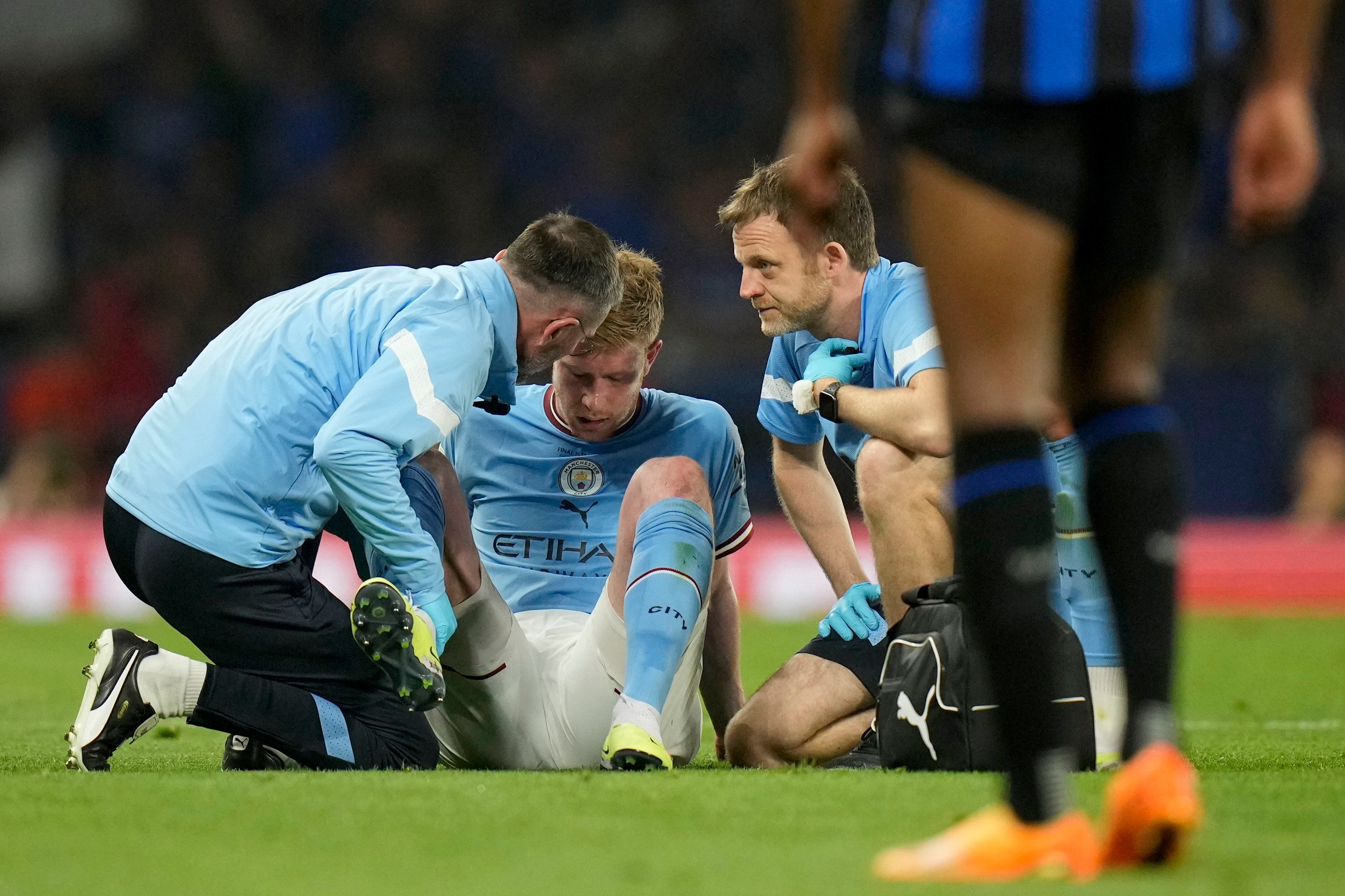 De Bruyne again goes off injured in Champions League final but Man City  finds a way without him - The San Diego Union-Tribune