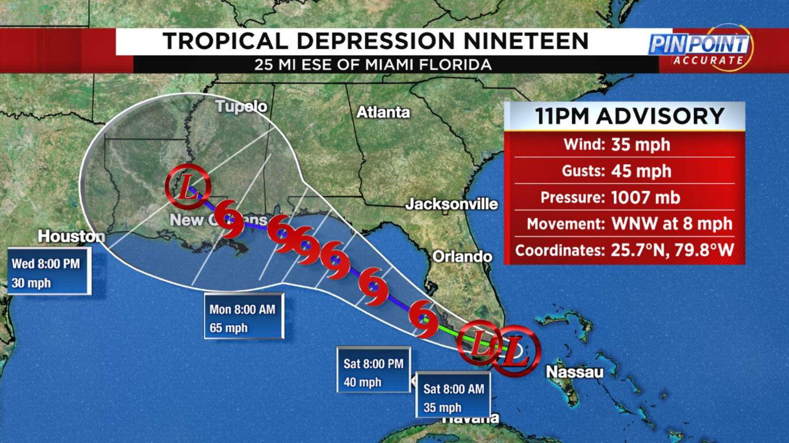 LIVE TRACKS: Tropical Depression 19 forms off Florida’s east coast