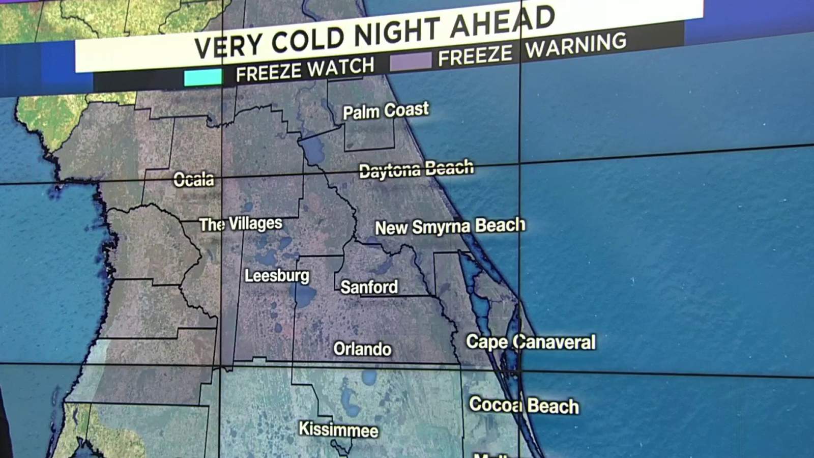 Central Florida to see freeze warnings, frost