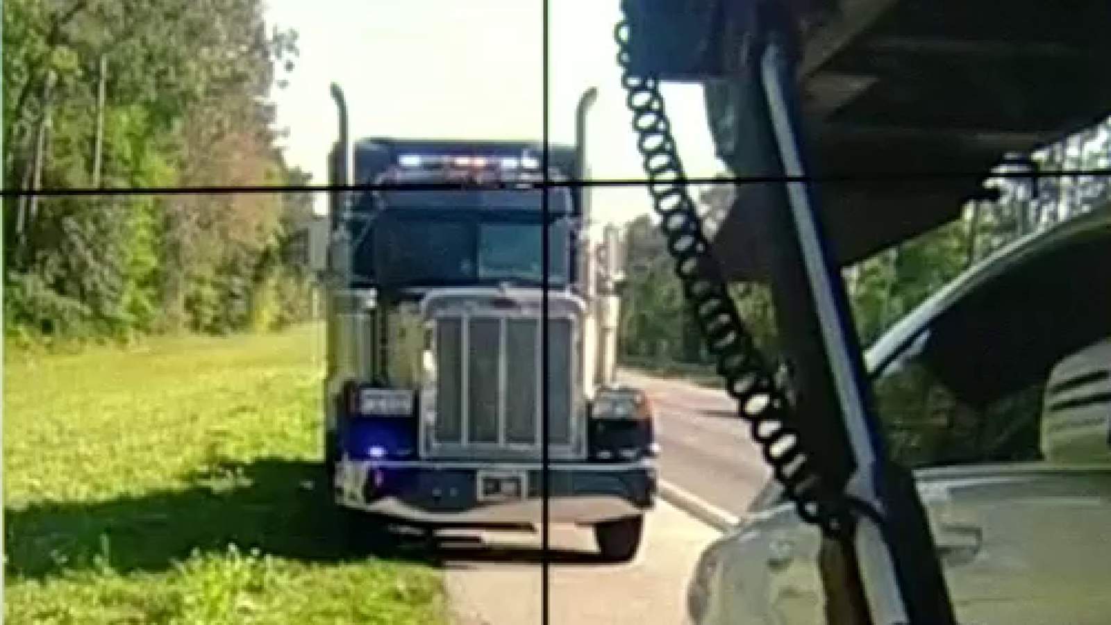 Yes, a big rig with police lights is pulling over drivers in Florida. Here’s why