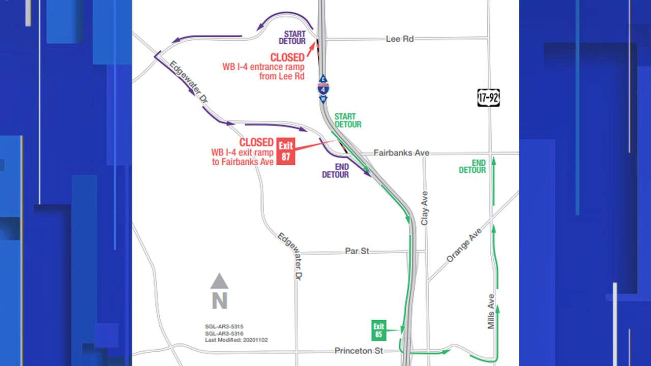 Entrance and exit ramp in Orange County to temporarily close on I-4