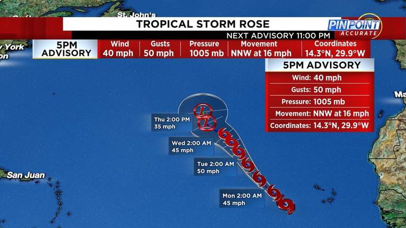 Tropical Storm Peter, Tropical Storm Rose form in the Atlantic