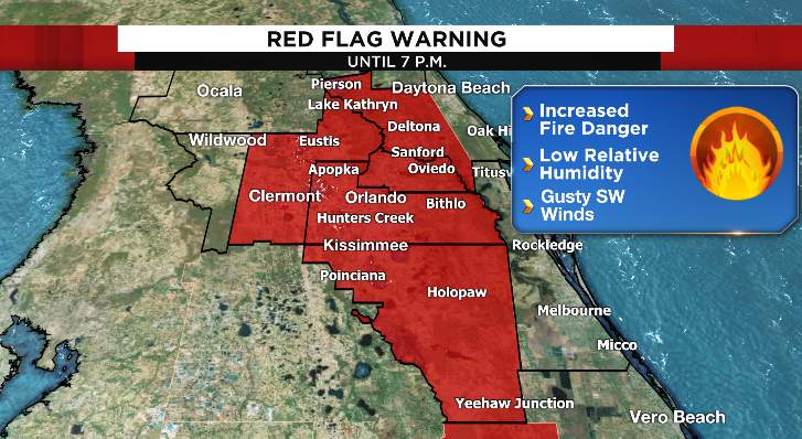 Increased fire danger Saturday across Central Florida
