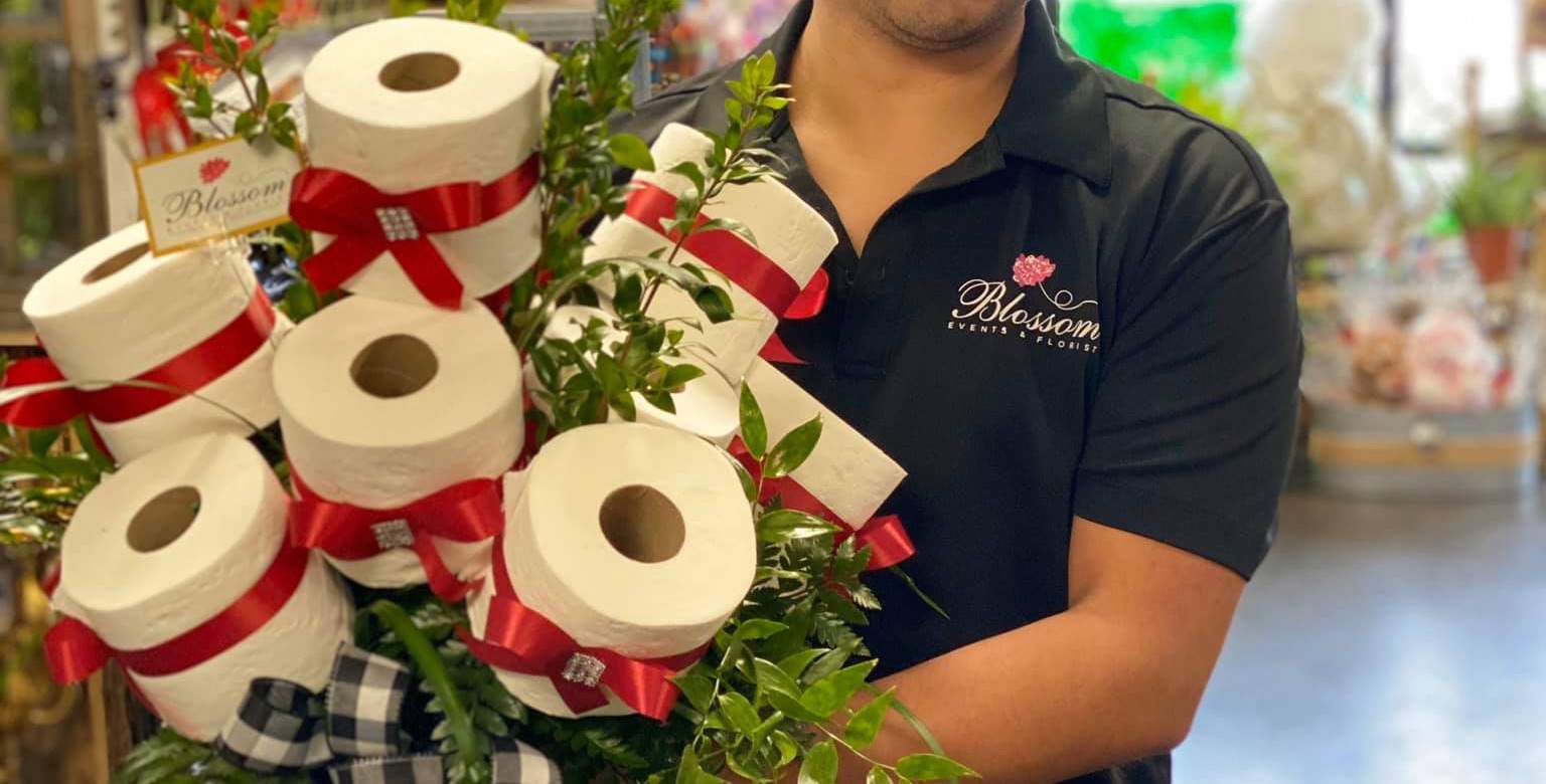 Florist goes viral after creating toilet paper bouquet