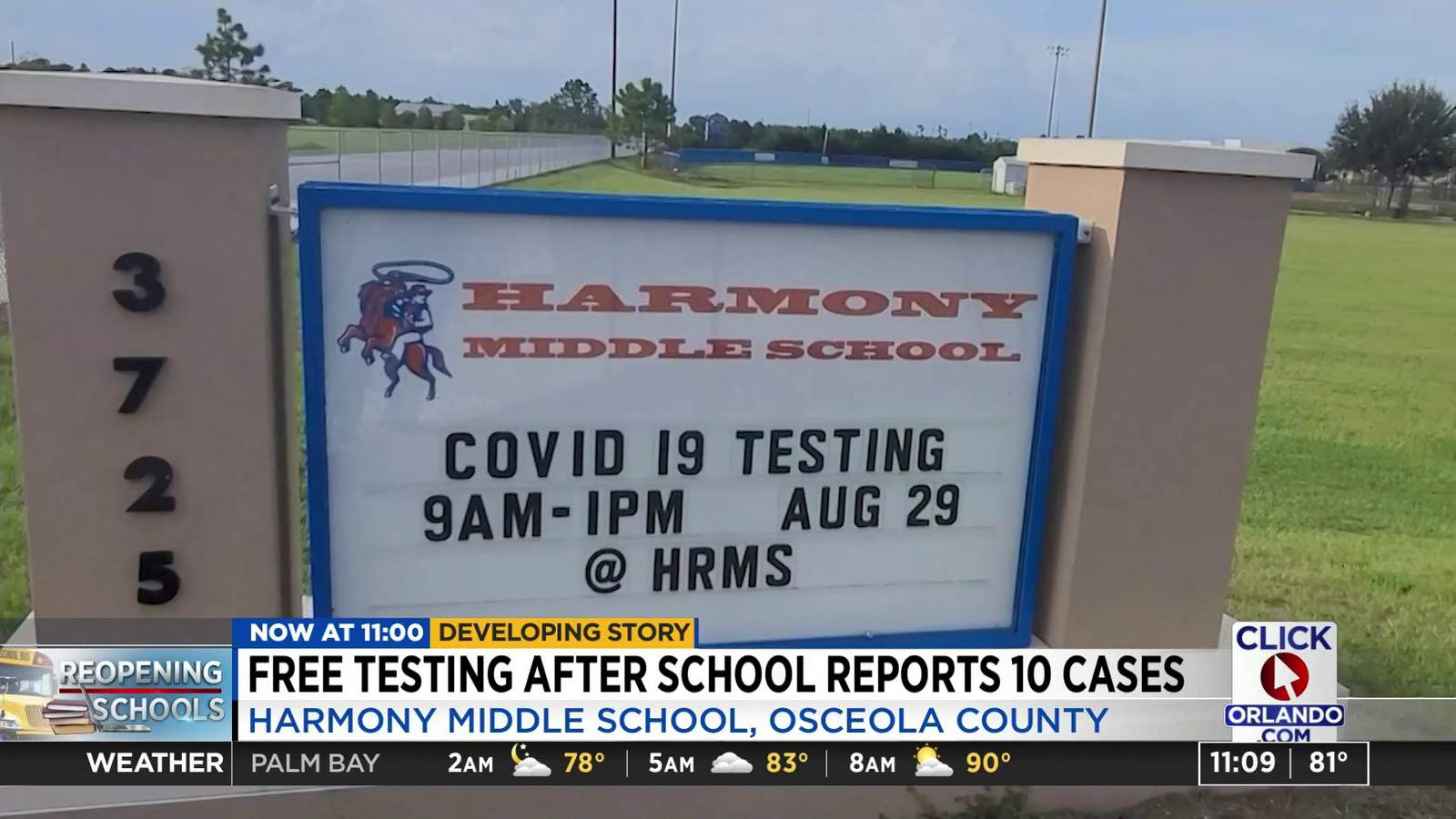 Free COVID-19 testing at Harmony Middle School after staff members test positive for COVID-19