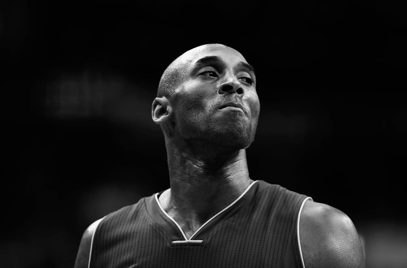 Kobe Bryant, No. 24 on the Los Angeles Lakers, looks on against the Washington Wizards in the first half of a game at Verizon Center on Dec. 2, 2015.