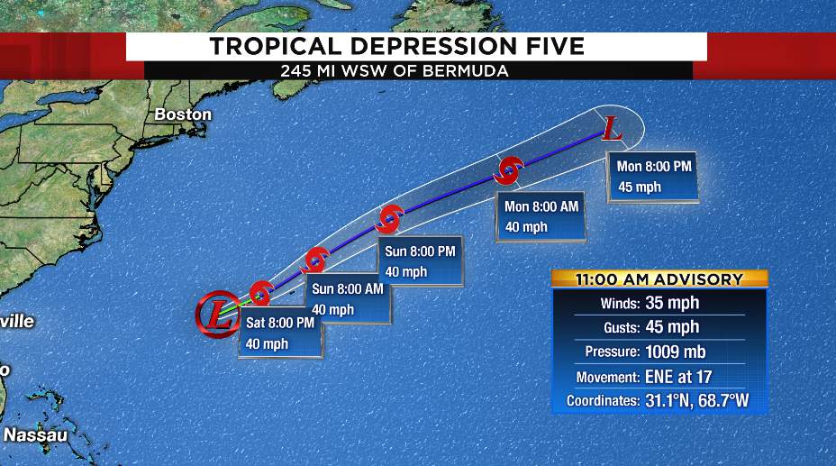 Tropical Depression Five develops in the Atlantic, no threat to Florida
