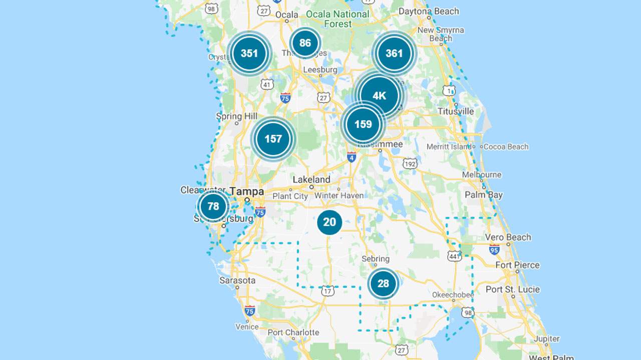 More than 4,000 customers without power in Central Florida