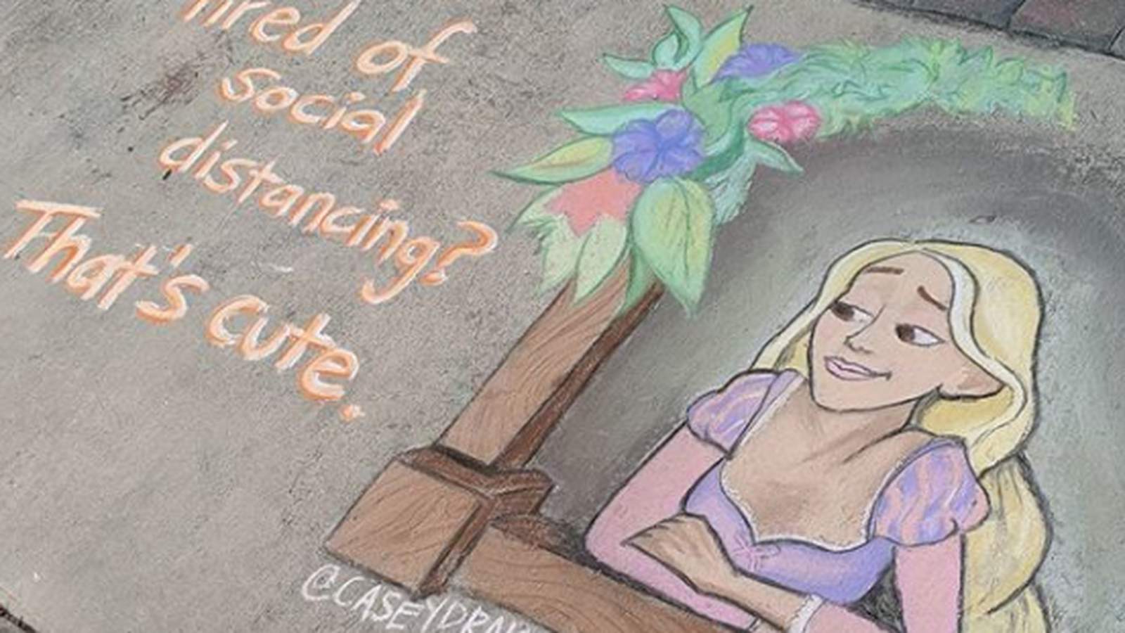 Winter Park mom brightens pandemic days with sidewalk chalk art, humor