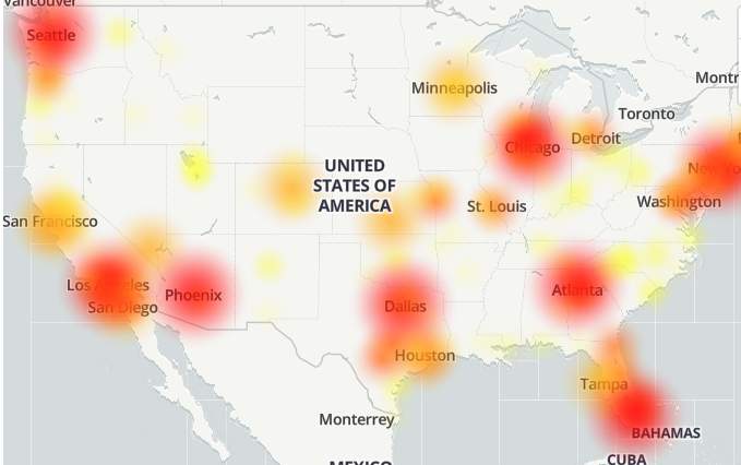 cell phone outage map
