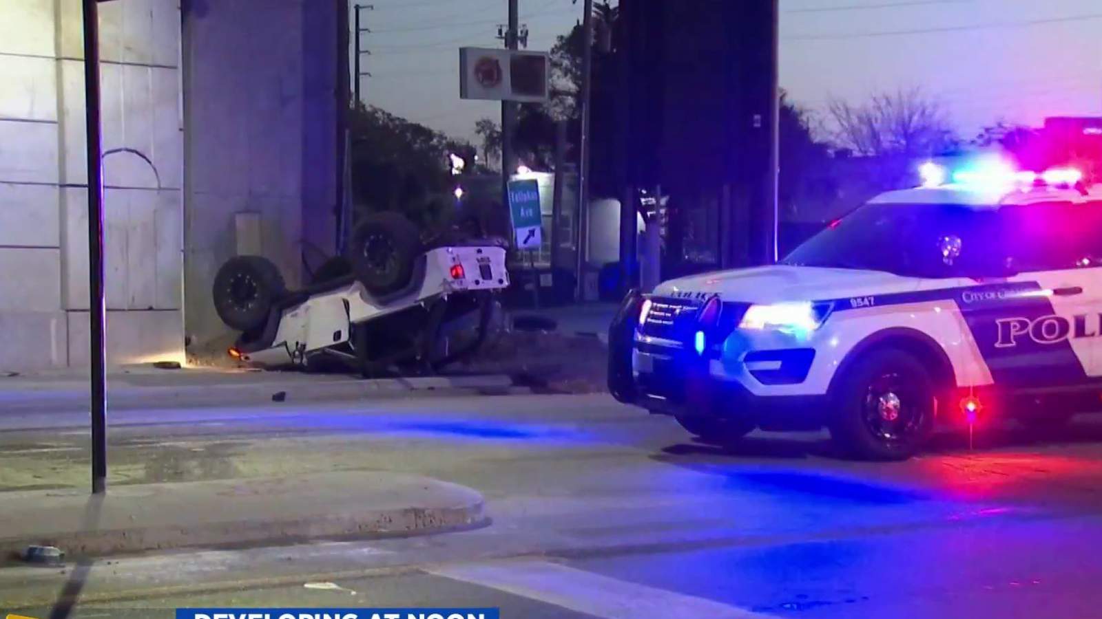 In the video, an IV-4 SUV can fall off and crash on Kaley Street near downtown Orlando.