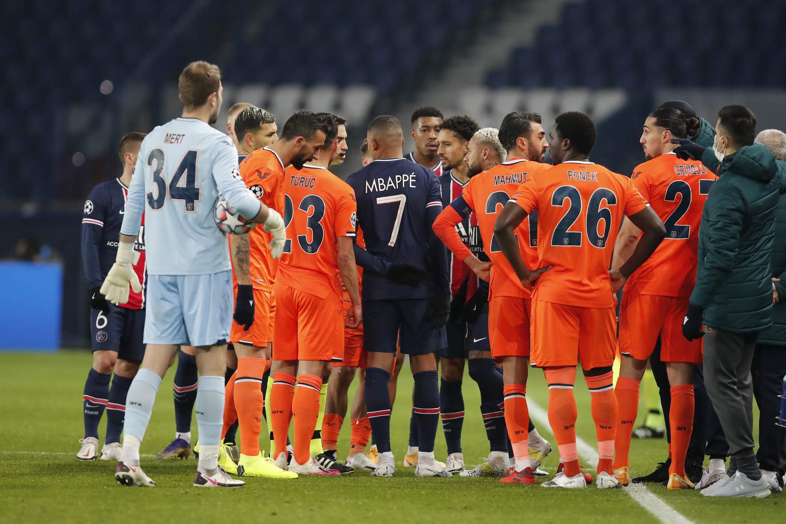 Players walk off in protest against alleged racism in CL