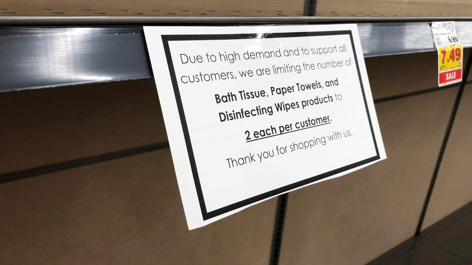 Toilet paper limits, empty shelves are back as virus surges