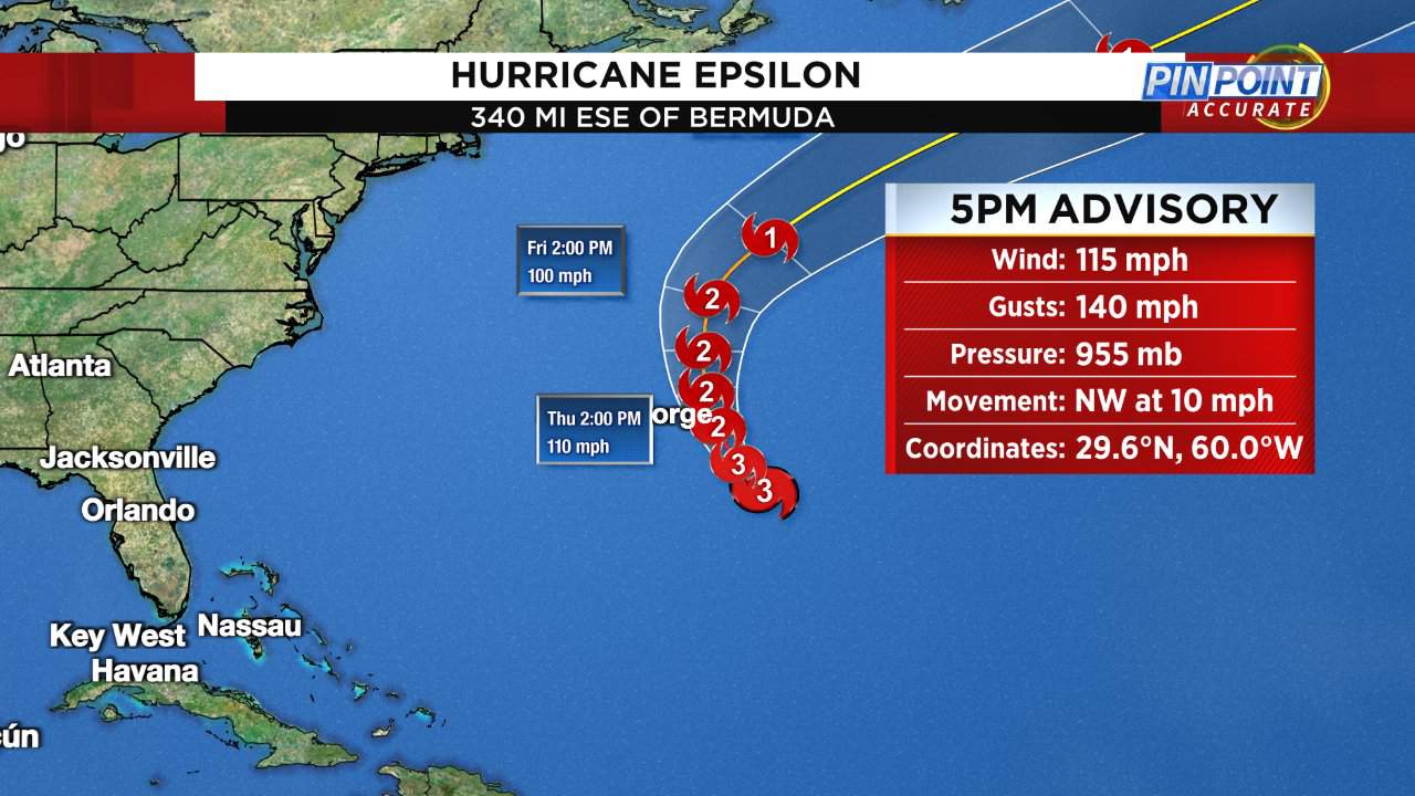 Major Hurricane Epsilon: Tropical storm warning for Bermuda