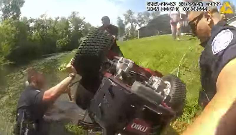 Longwood police rescue 75-year-old man trapped under lawn mower