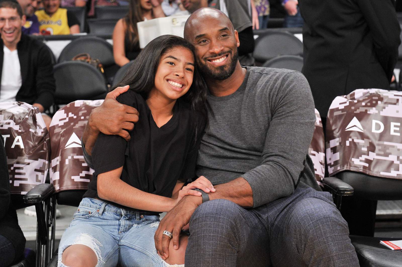 Kobe Bryant and his daughter Gianna Bryant attend a basketball game between the Los Angeles Lakers and the Atlanta Hawks at the Staples Center on Nov. 17, 2019.