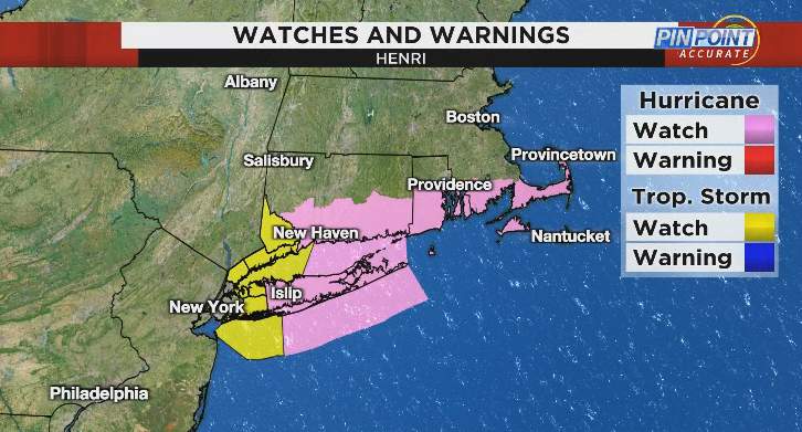 Hurricane watches issued northeast US as Henri poised to make a rare strike