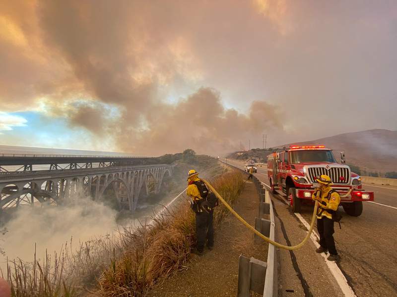 Southern California fire shuts highway, forces evacuations