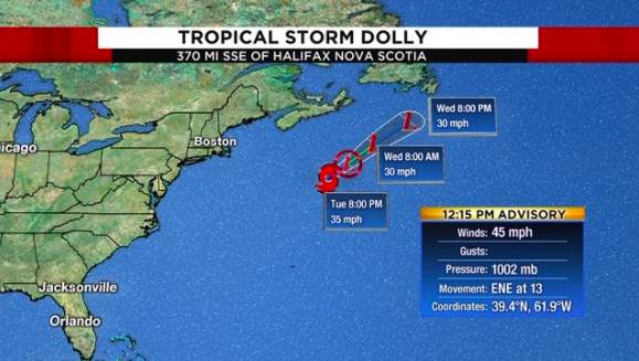 Tropical Storm Dolly becomes fourth named storm of the year