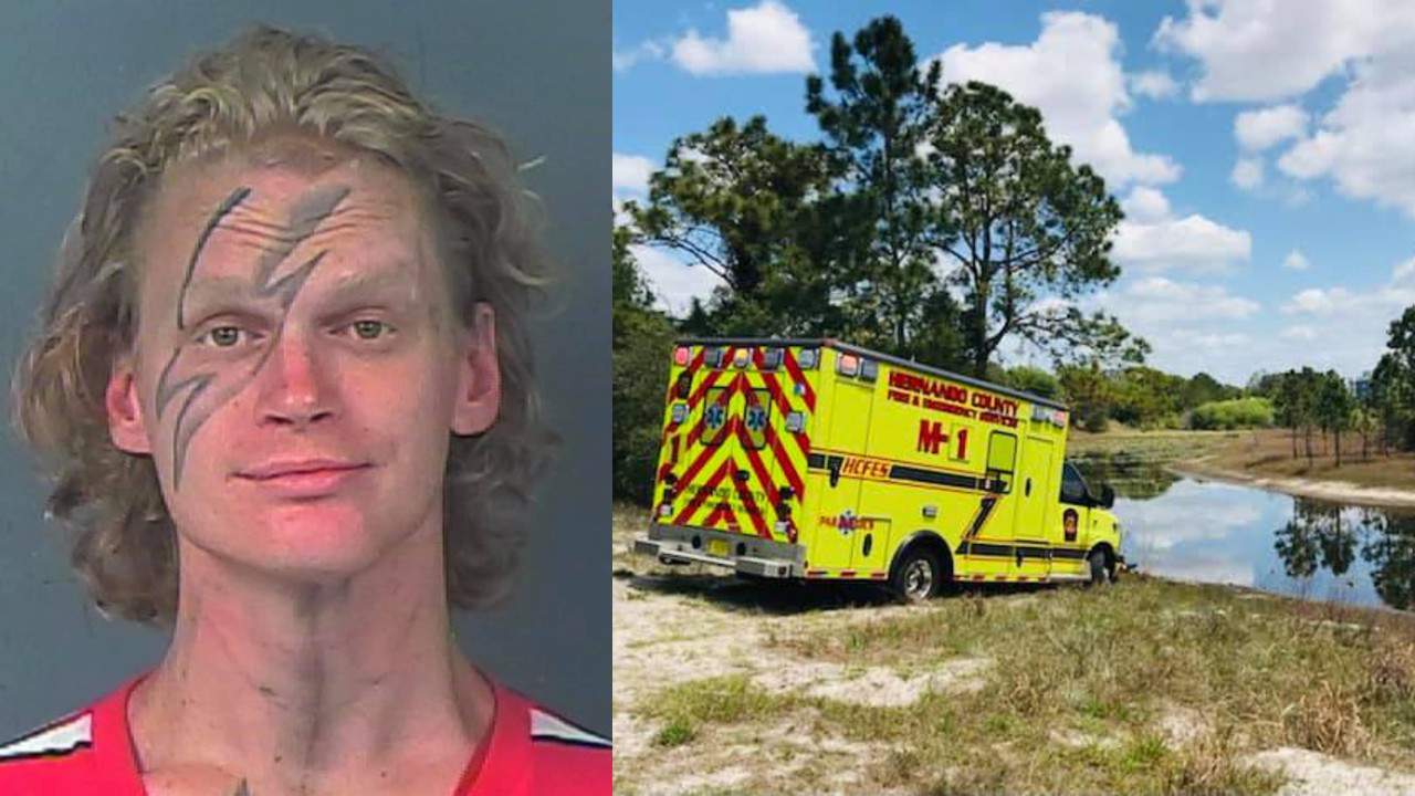 Florida man accused of stealing ambulance, getting it stuck in mud
