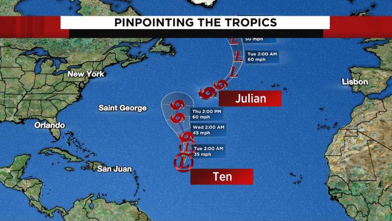 Tropical Storm Julian forms in the Atlantic