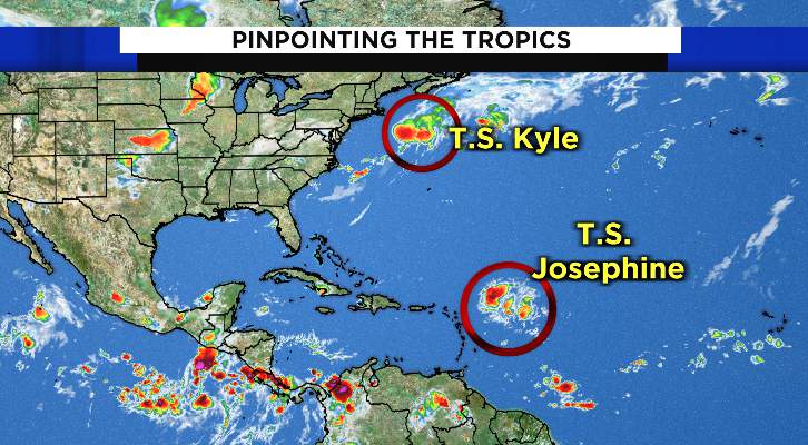 Two named storms in the Atlantic, neither pose a local threat