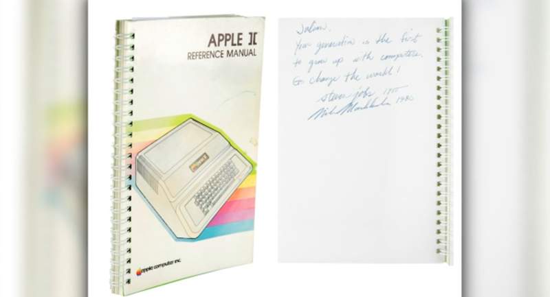 Apple computer manual signed by Steve Jobs auctioned for nearly $800,000