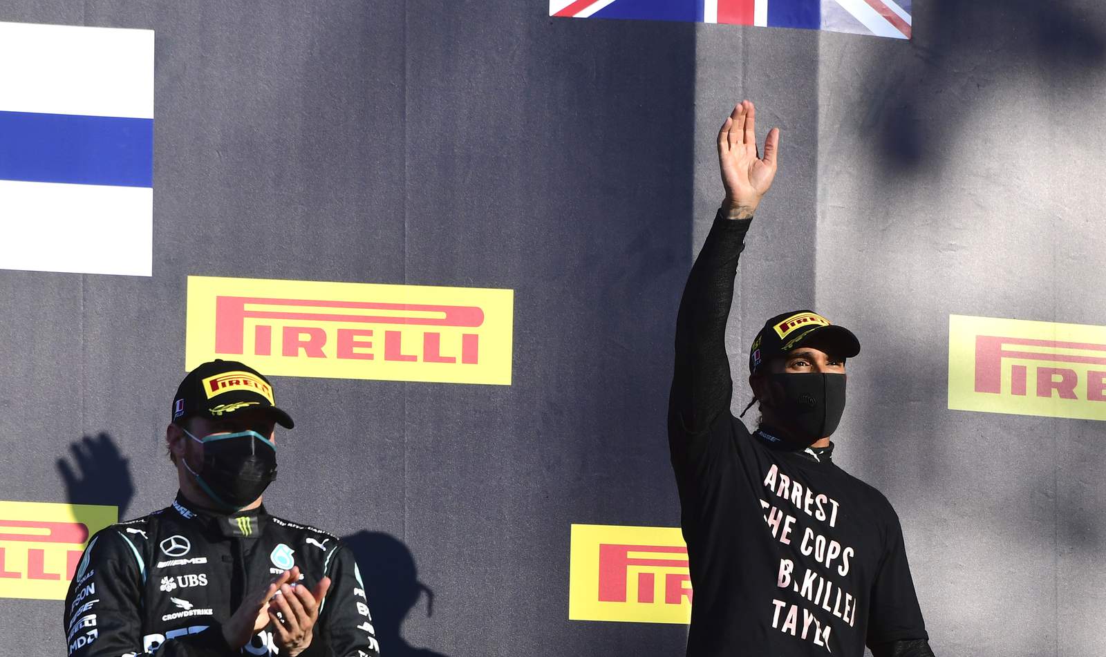 Hamilton wins hectic Tuscan GP, demands justice for Taylor