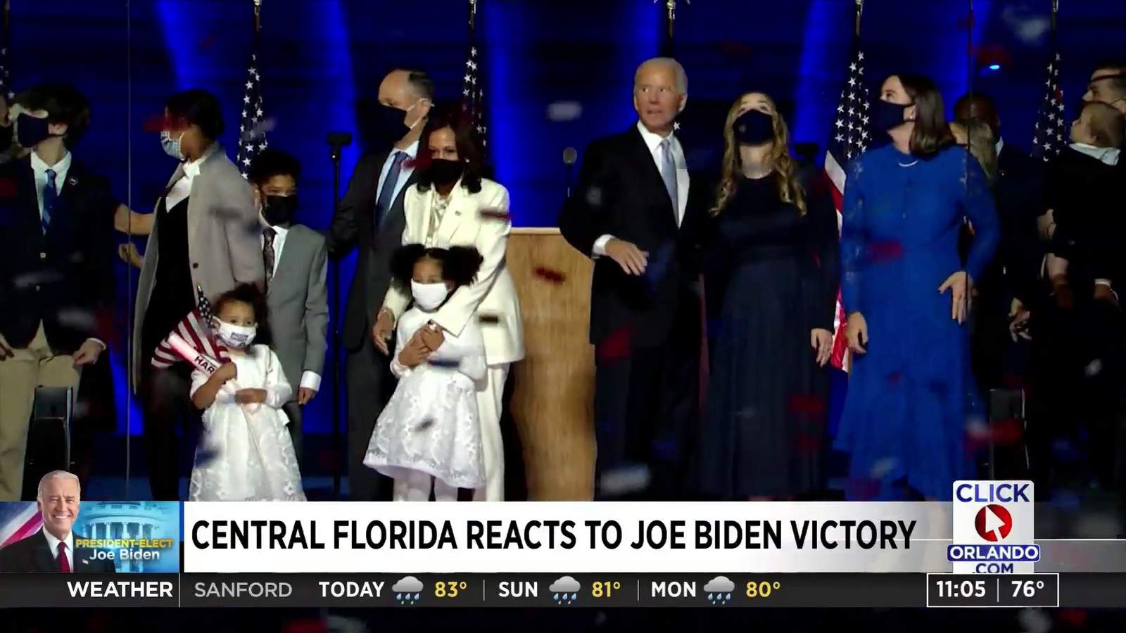 Supporters rally downtown after projections declare Joe Biden president-elect